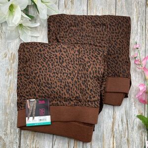 Leopard Print Mid Rise Rib Waistband Jeggings Pants 2-Pack Size XL